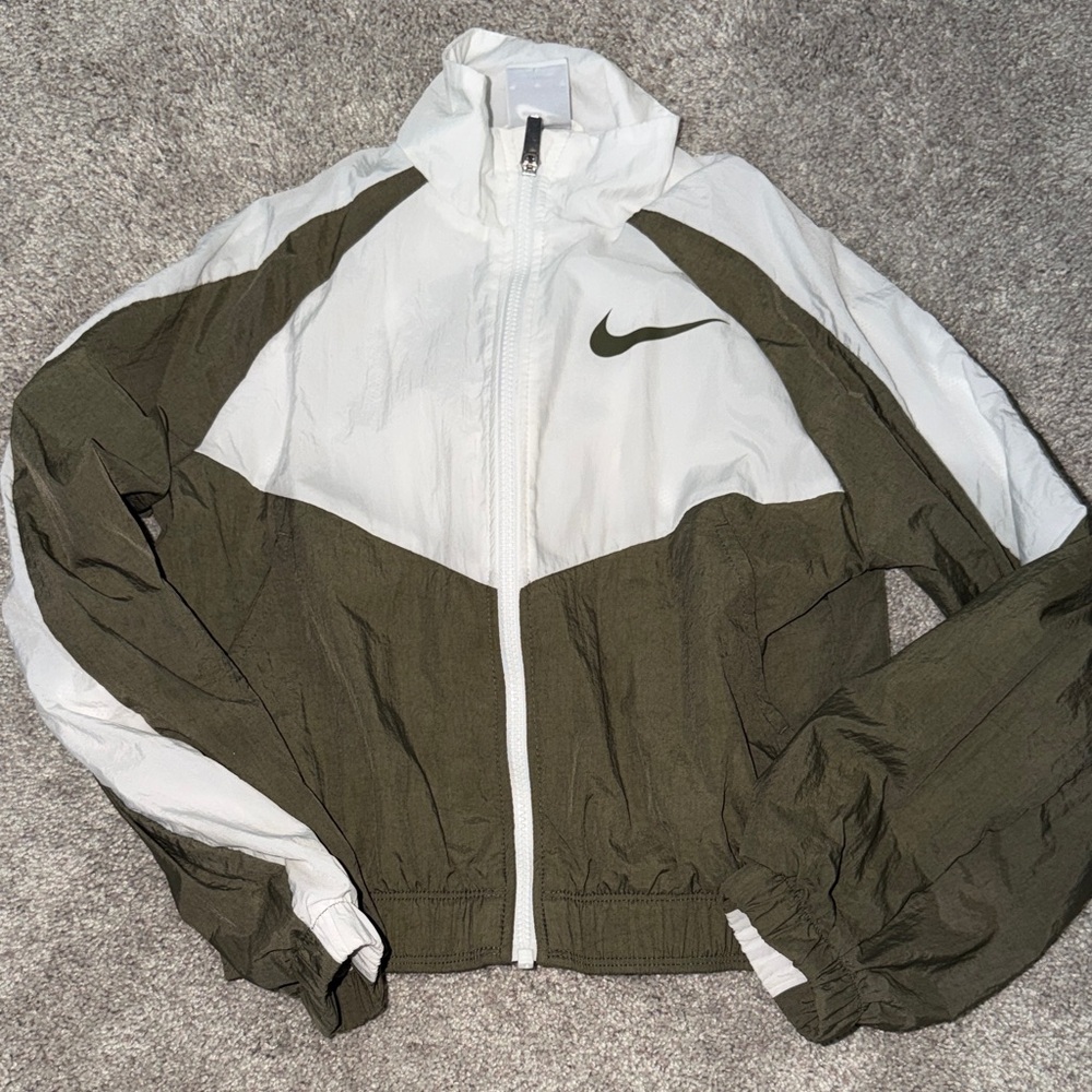 Girls Nike olive and White Windbreaker Jacket